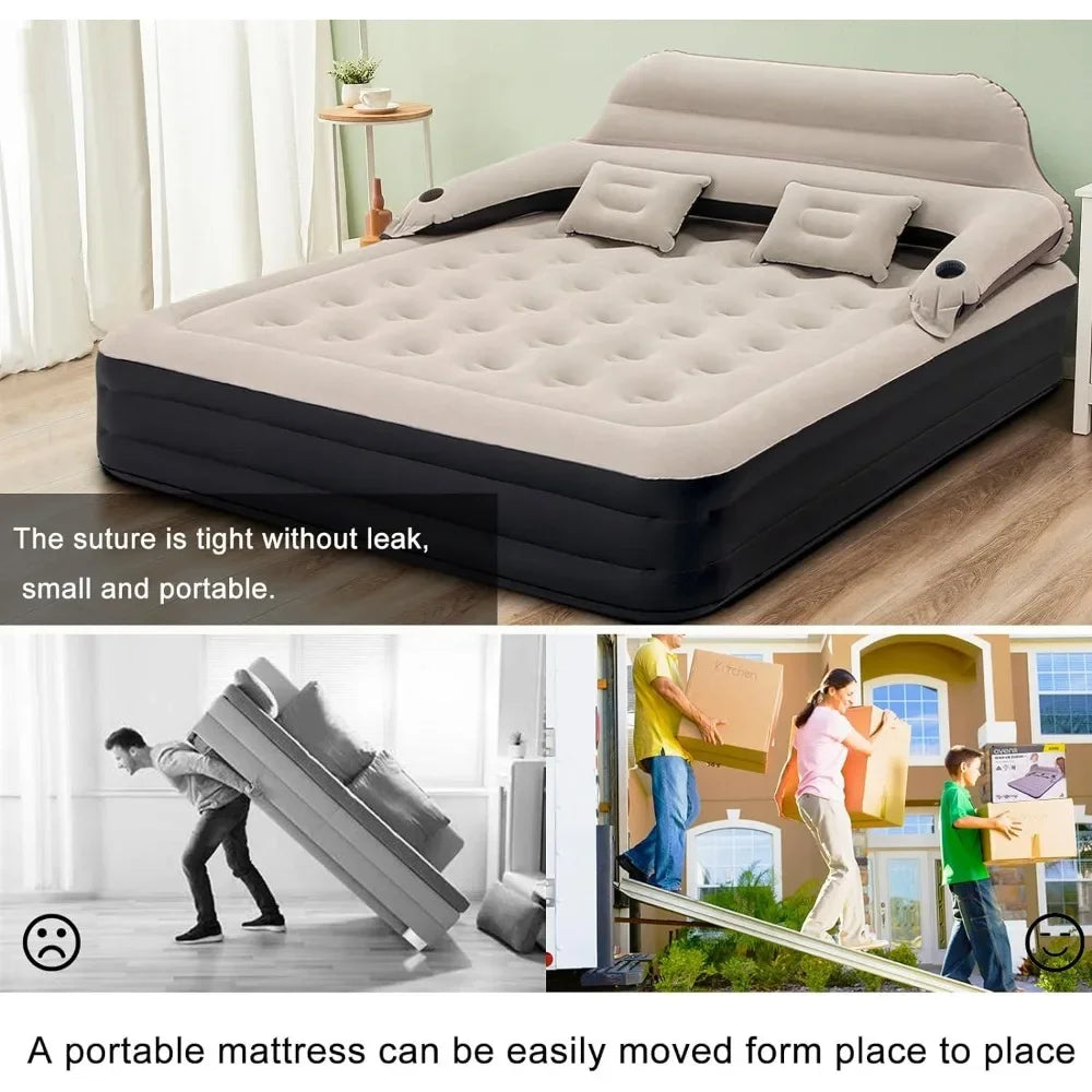 Air Mattress Inflatable Bed with Pump and Headboard