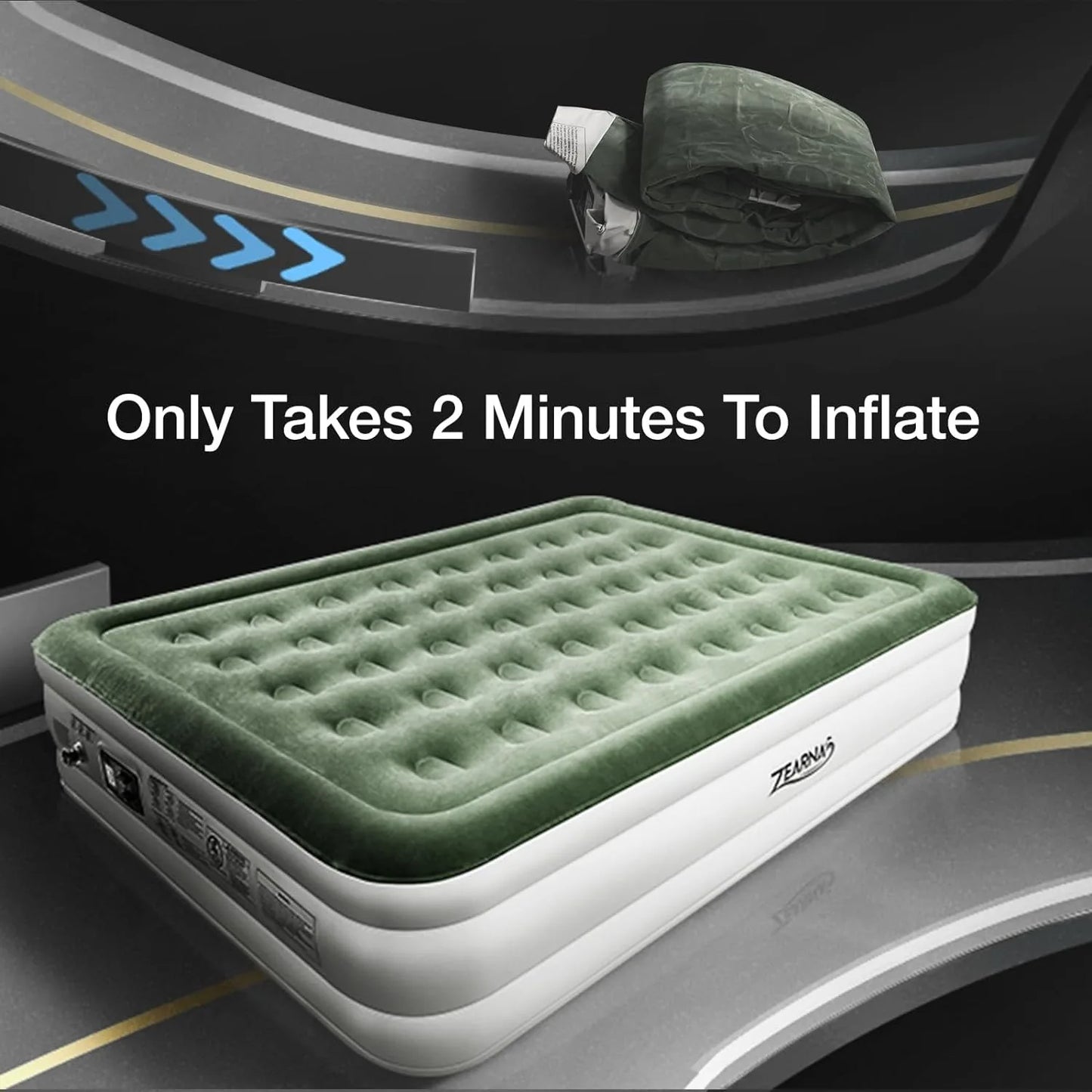 Air Mattress Queen with Built in Pump - Upgraded Blow Up Bed 2 Mins Quick Self Inflatable with Double Air Chamber 18"/650lbs Max