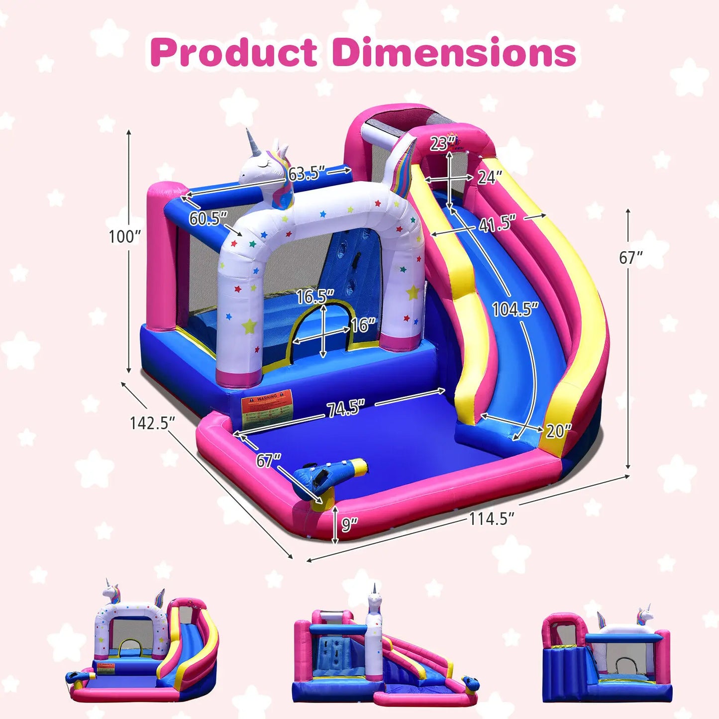 Costway Unicorn Inflatable Bounce Castle