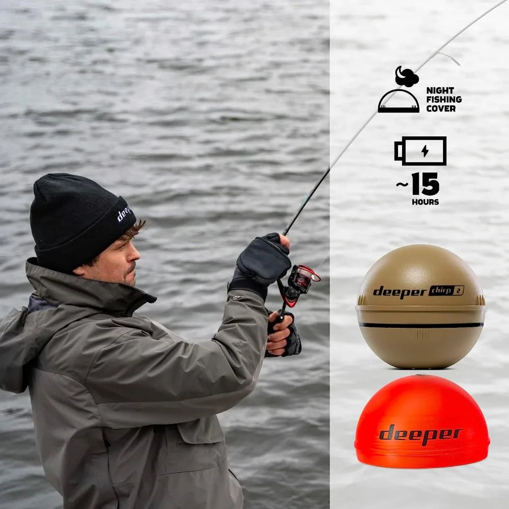 Chirp 2 Sonar Fish Finder - Portable Fish Finder and Depth Finder for Kayaks, Boats and Ice Fishing | Castable Deeper Fish Finde