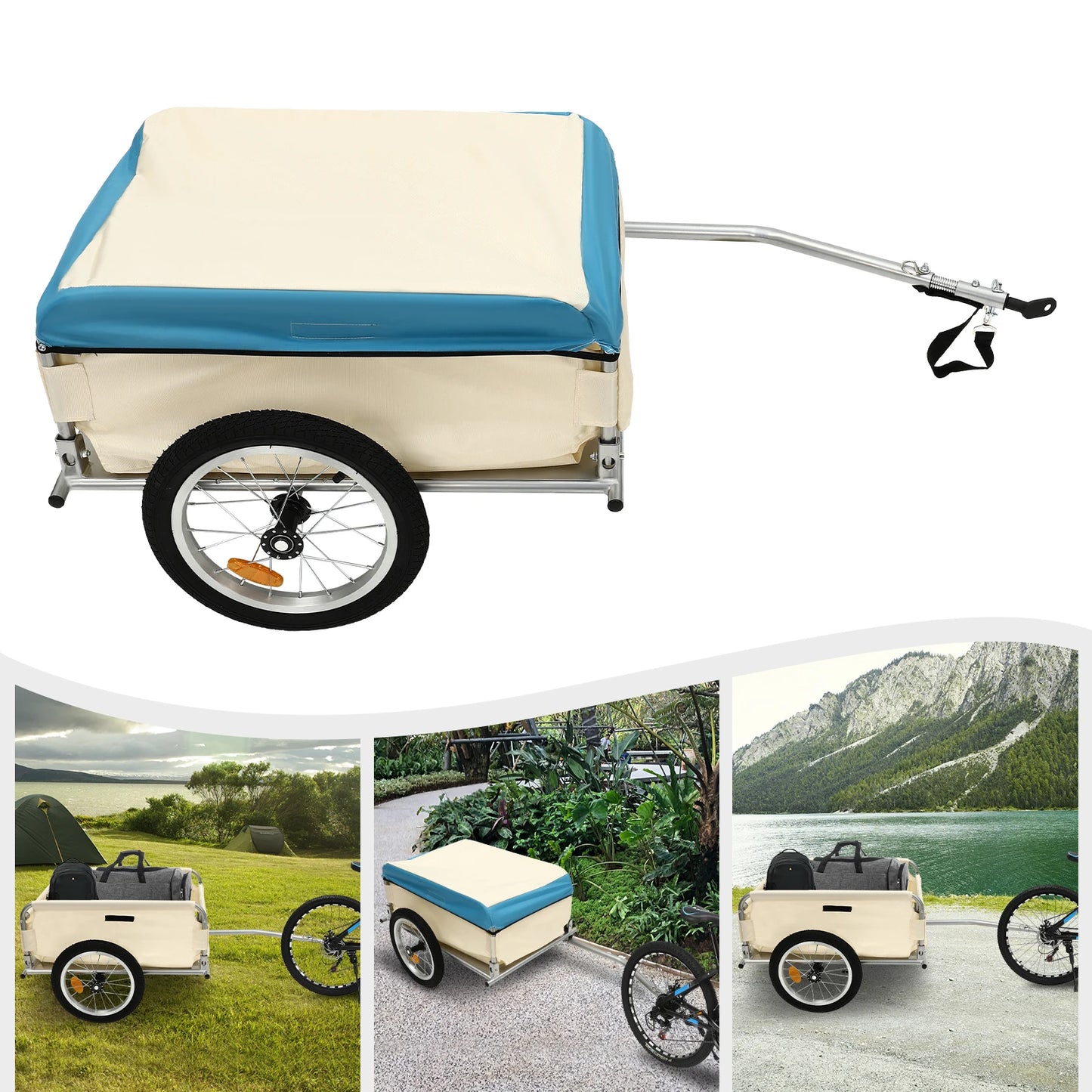 Bicycle Trailer Transport Trailer Multiple Whales  Aluminum Utility Cargo Bike Trailer 50 kg Load