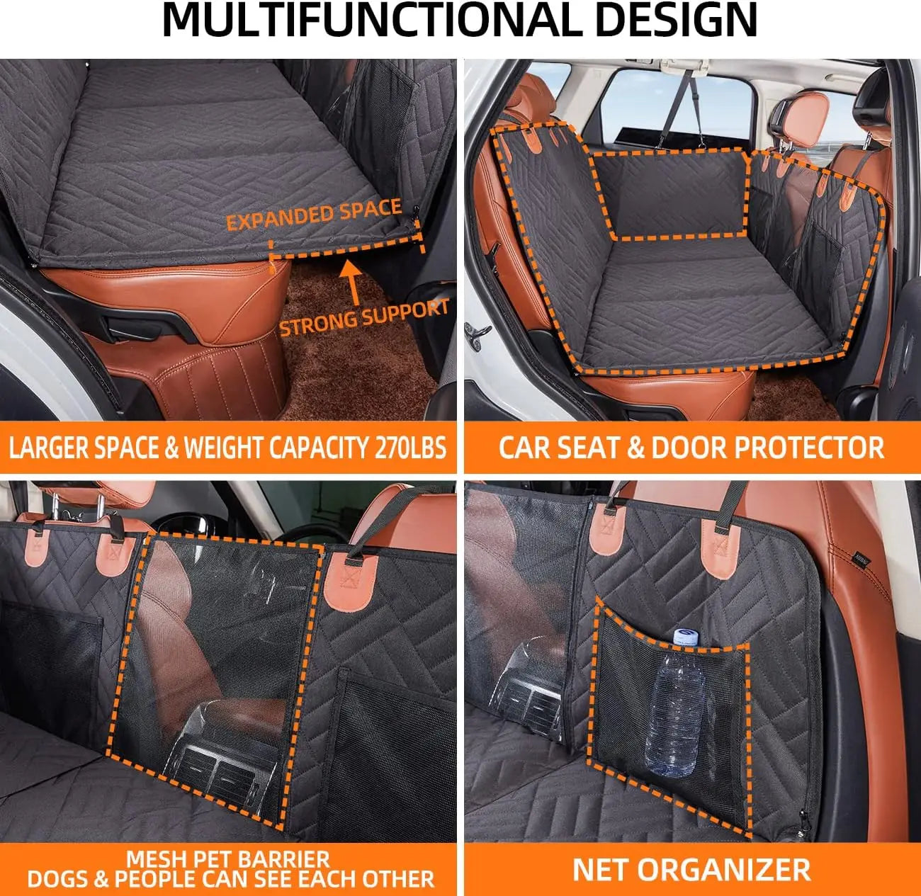 Back Seat Extender for Dogs, Seat Cover for Back Seat Bed Inflatable for Car Camping Air Mattress,Dog Hammock for Car