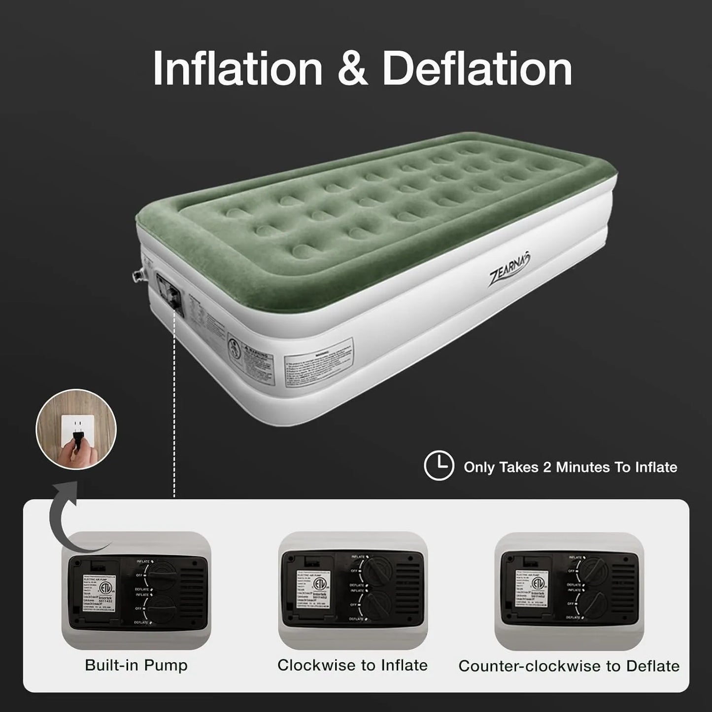 Air Mattress Queen with Built in Pump - Upgraded Blow Up Bed 2 Mins Quick Self Inflatable with Double Air Chamber 18"/650lbs Max