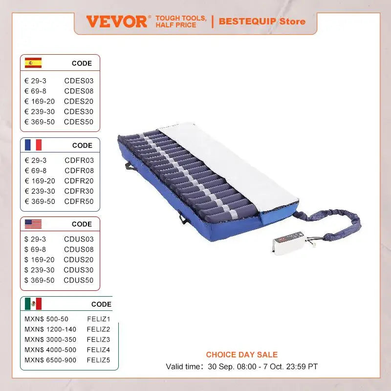 VEVOR Alternating Air Pressure Mattress Dual-Layer Alternating Pressure Pad for 450LBS Loading Air Mattress