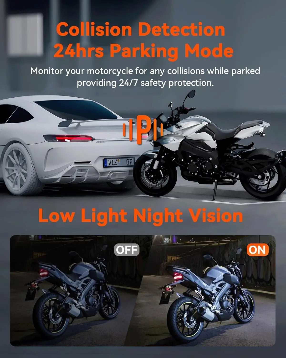 F1 Motorcycle 4K Front and Rear Dash Cam, 4K + 1080P Motorcycle Camera, GPS, Full Body Waterproof, Wi-Fi