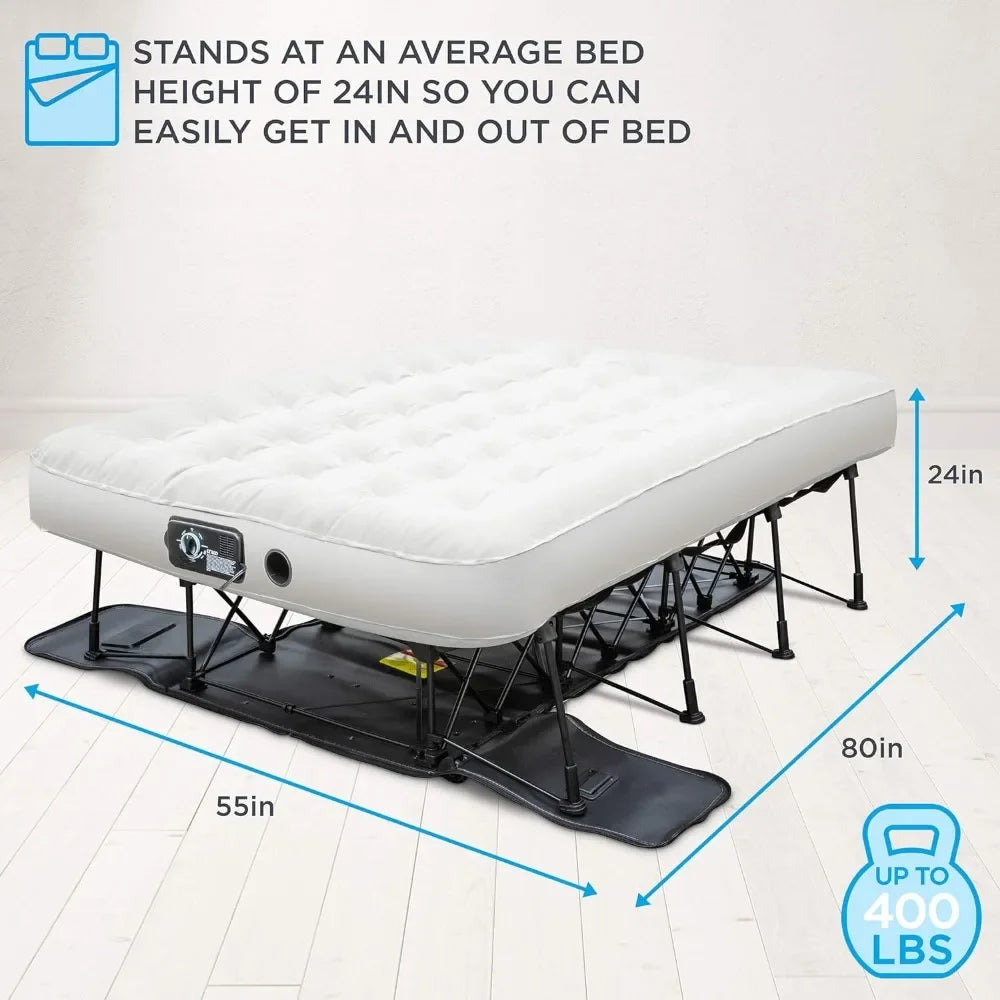 EZ-Bed (Full Size) Air Mattress with Frame & Rolling Case, Self Inflatable, Blow Up Bed Auto Shut-Off