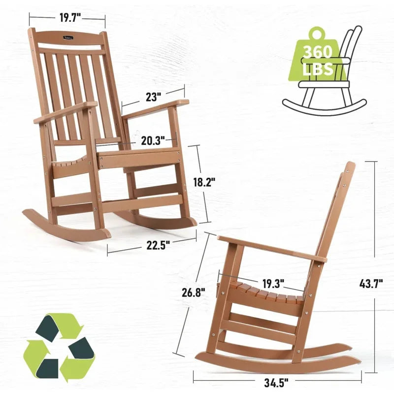 Patio Rocking Chairs Set of 4,All Weather Rocking Chair Outdoor