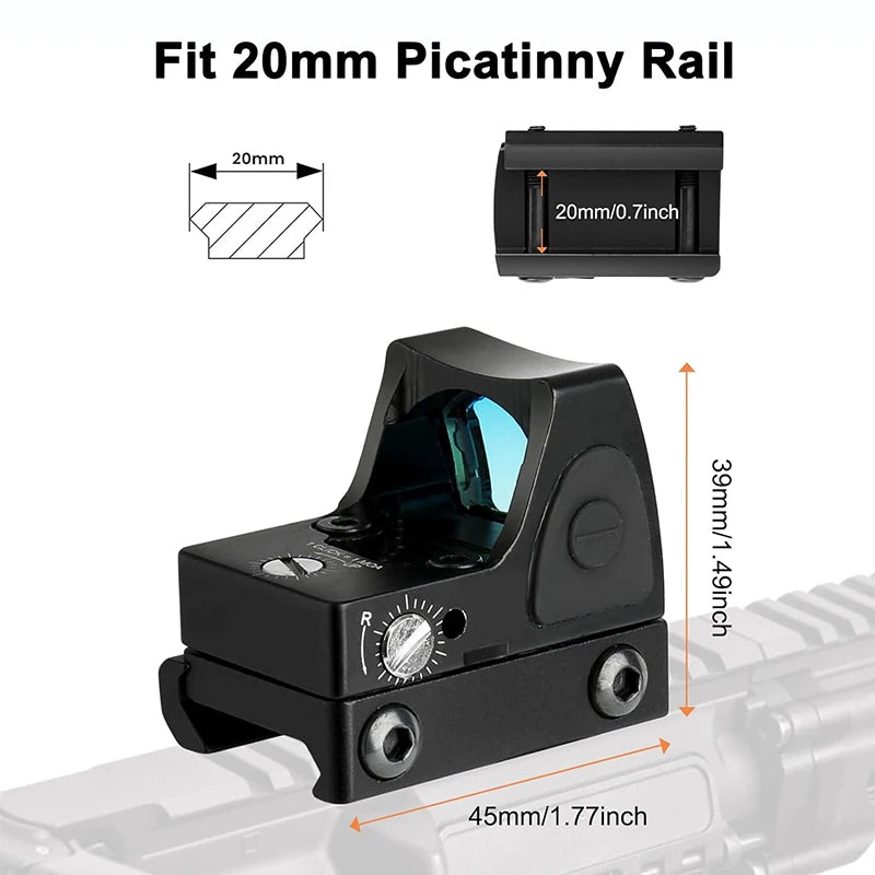 Mini RMR Red Dot Sight Collimator Rifle Reflex Sight Scope