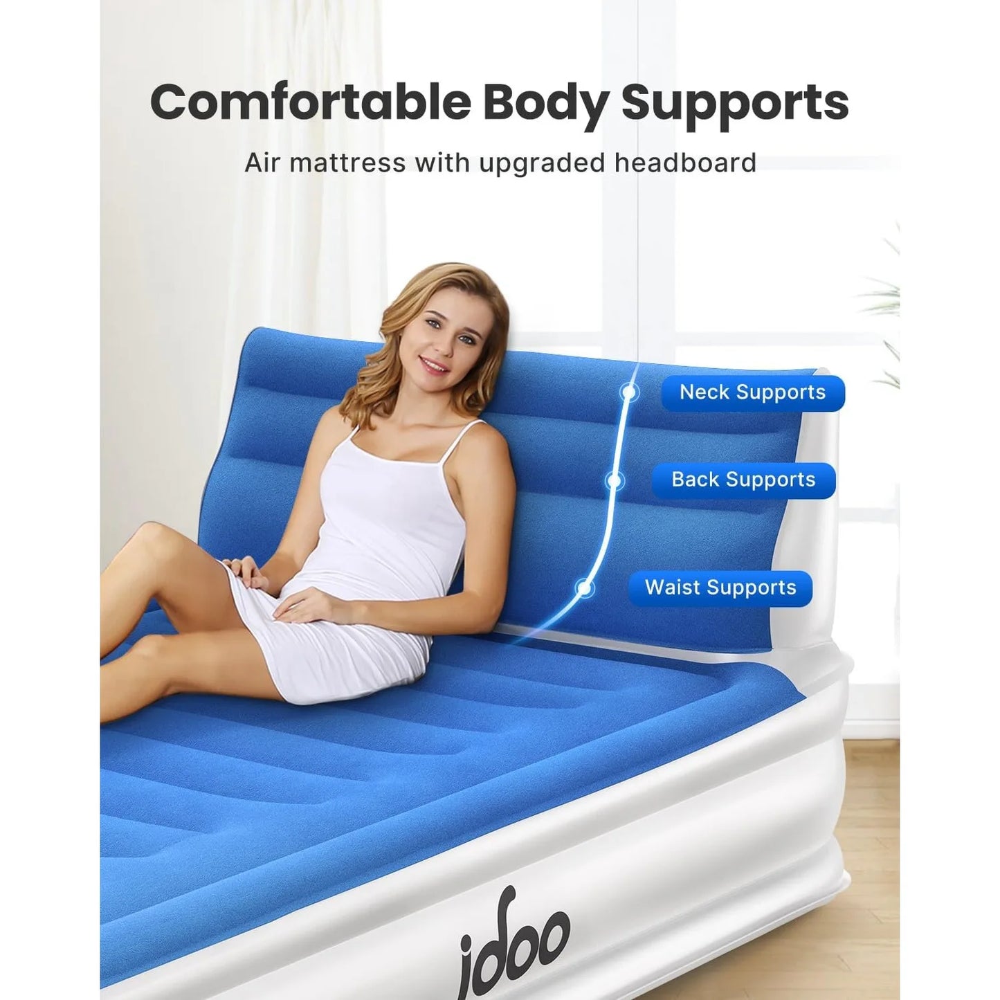 Air Mattress Full with Built in Pump, Inflatable Mattress with Headboard