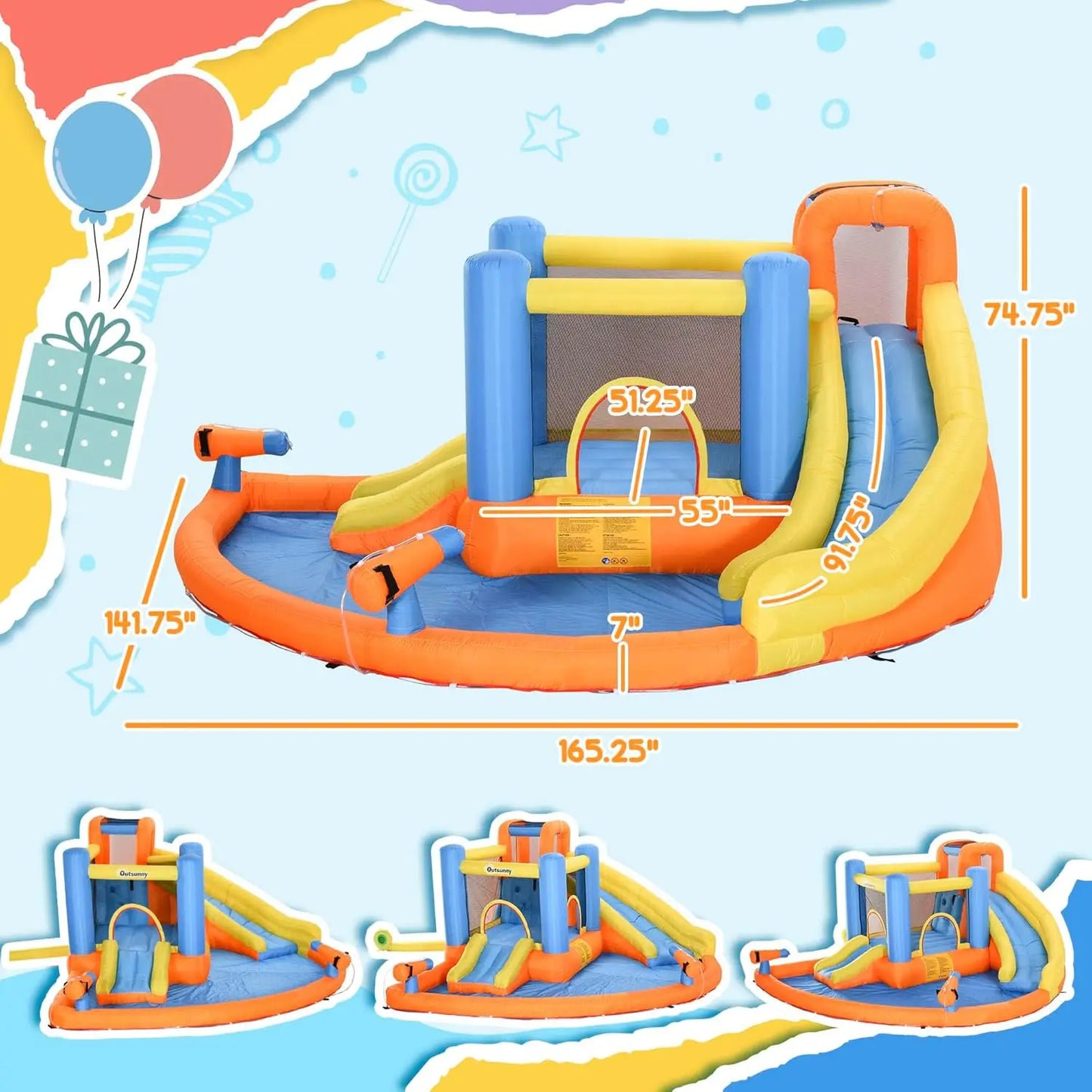 Outsunny Inflatable Water Slide