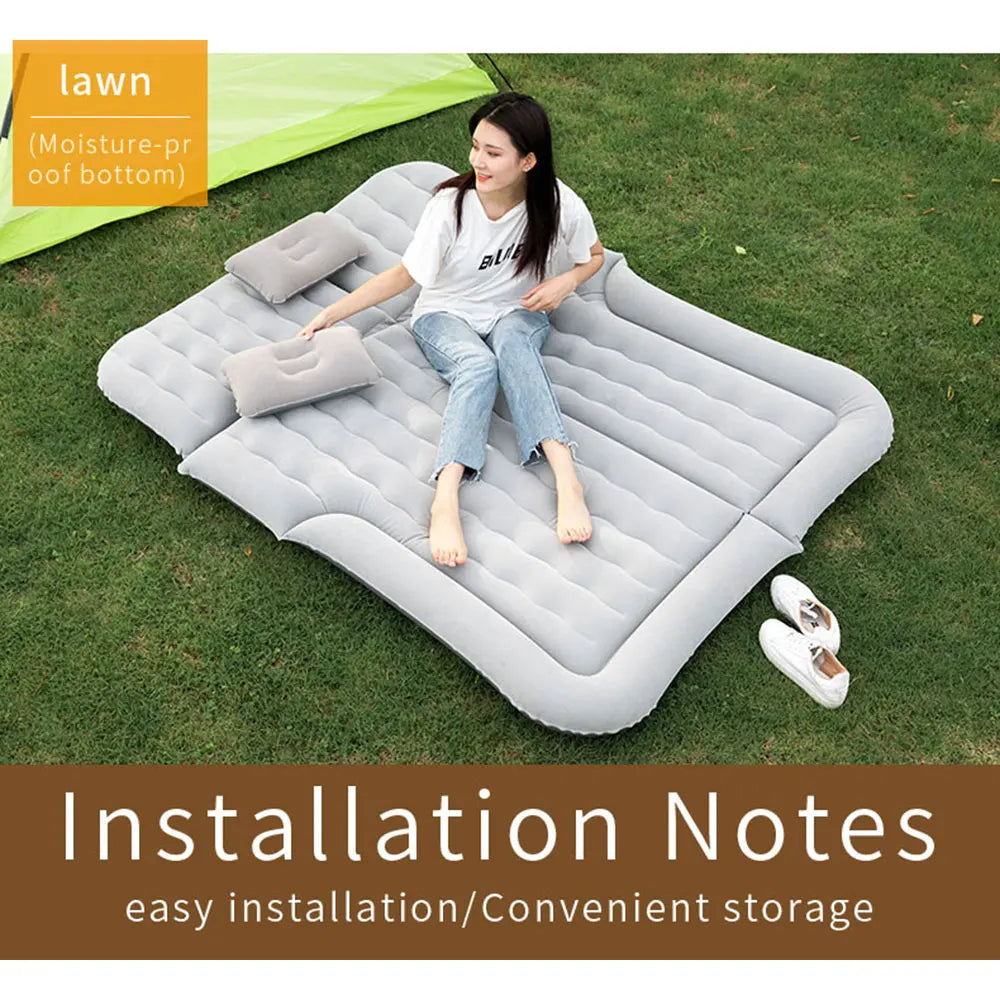 Ultra-soft Flocking Environmental Fabric Car Inflatable Bed Air Cushion Bed Car Travel Bed Portable and Comfortable Mattress