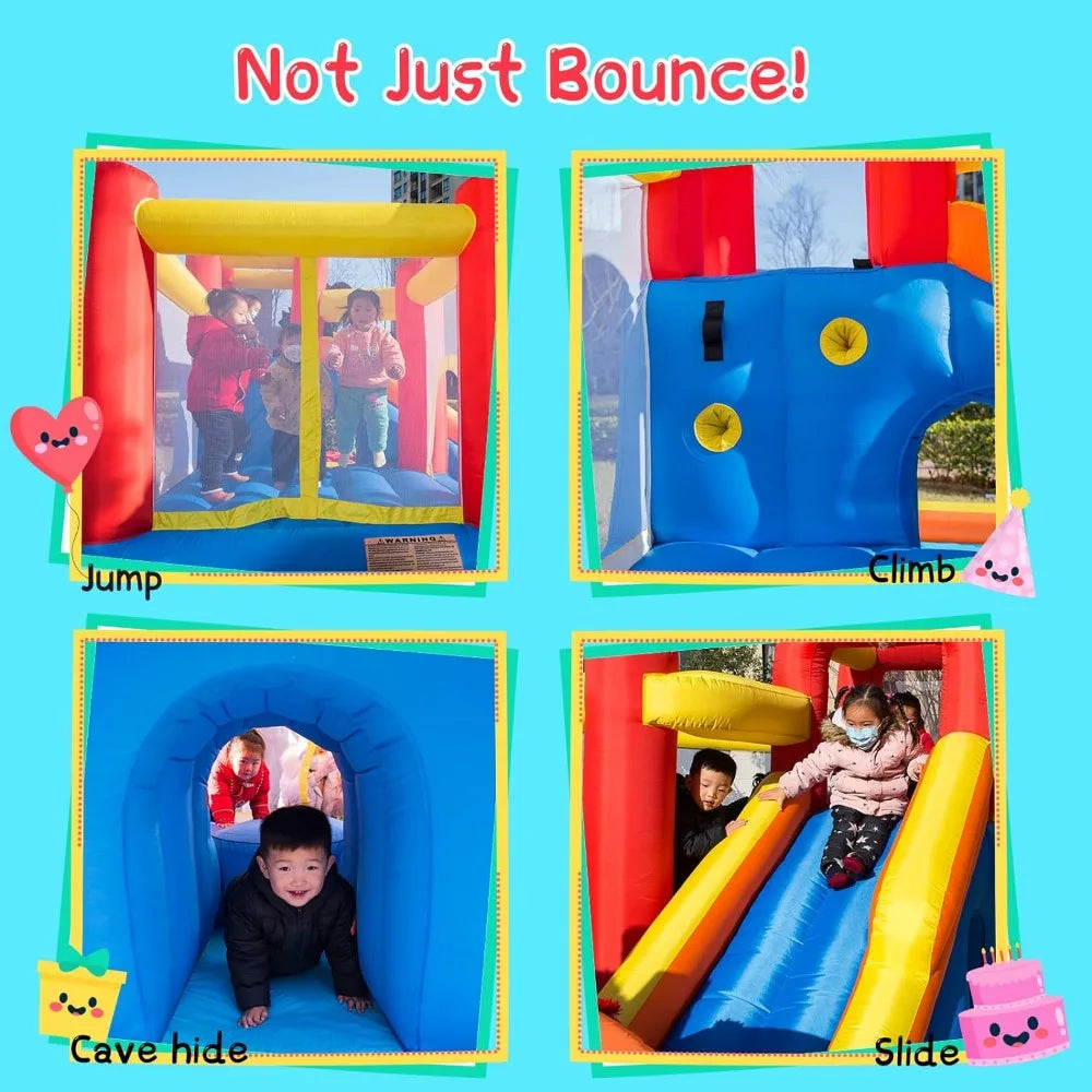 Inflatable Bounce House Water Park with Long Water Slide & Large Splash Pool