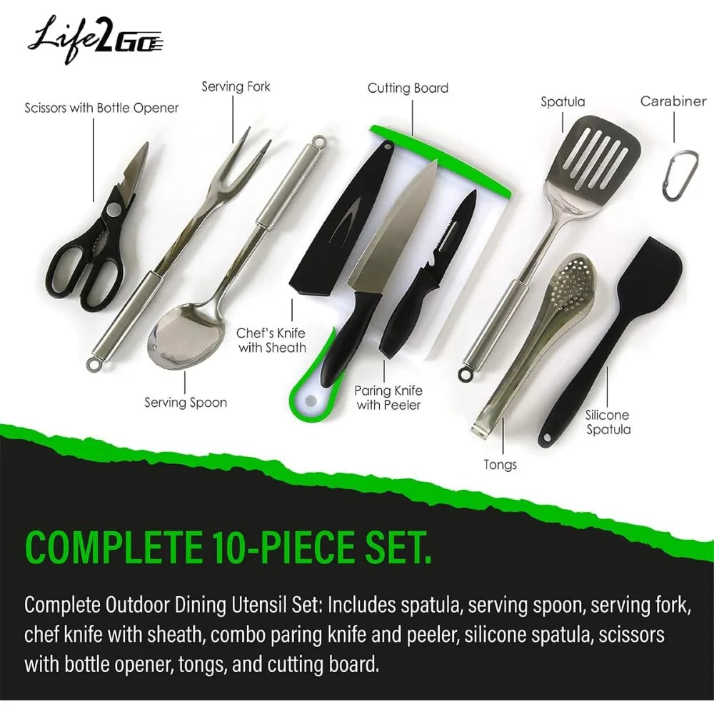 Life 2 Go 10 Pcs Camp Cooking Utensil Set