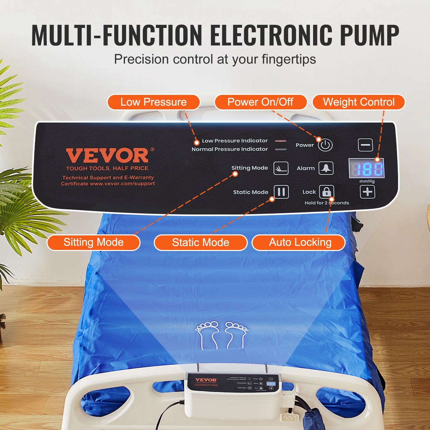 VEVOR Alternating Air Pressure Mattress Dual-Layer Alternating Pressure Pad for 450LBS Loading Air Mattress