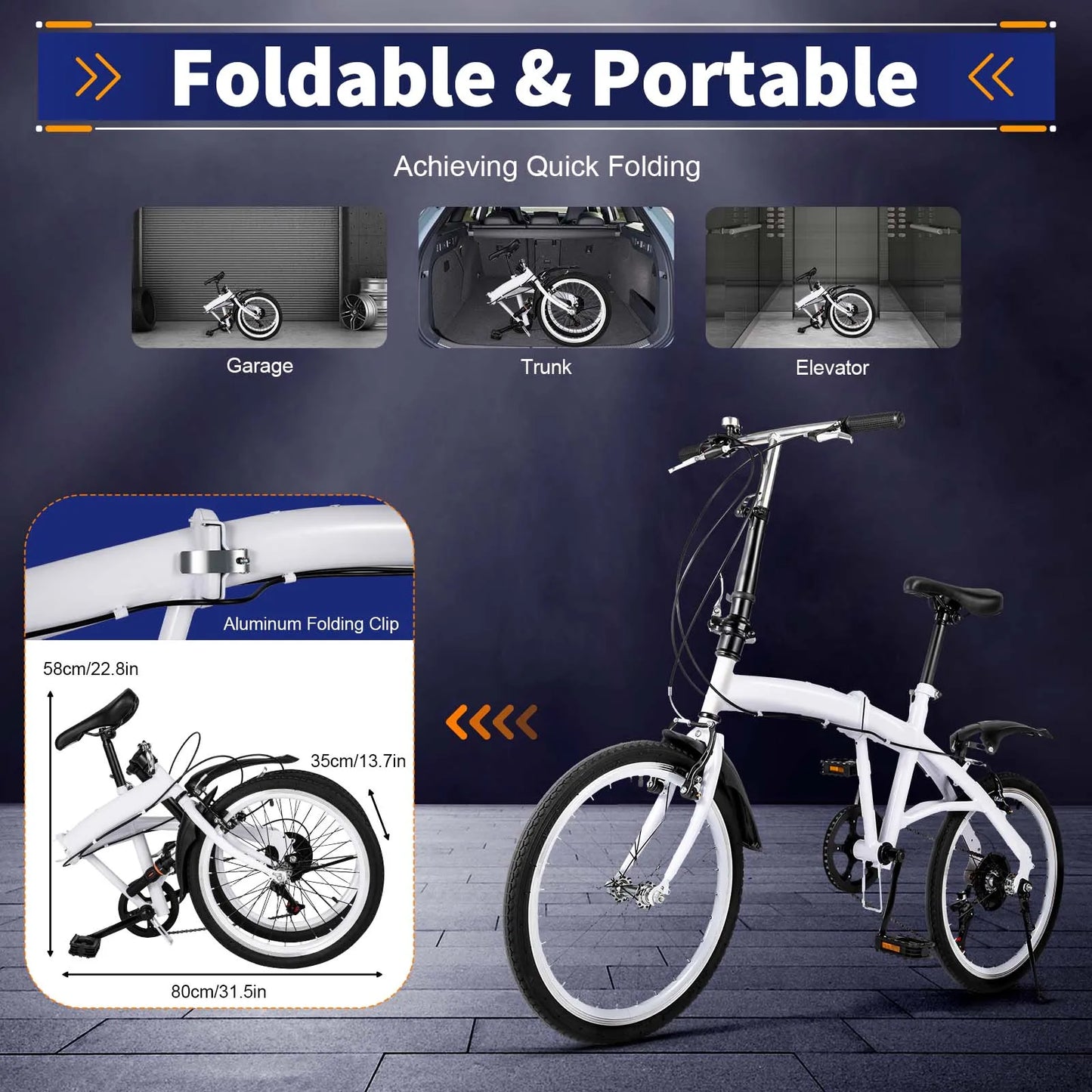 20" 6Speed Folding Bike Adult 6 Speed Carbon Steel