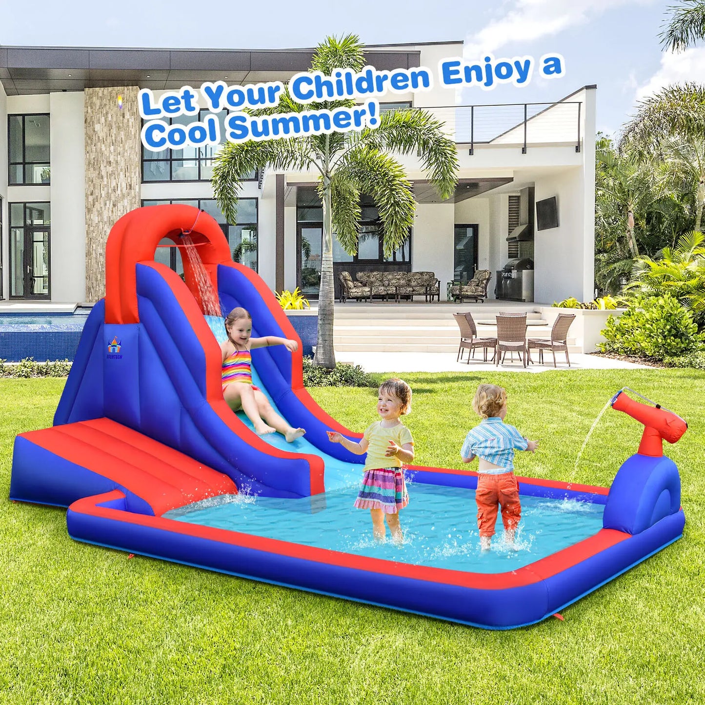 Costway Inflatable Water Slide Park w/ Climb Slide