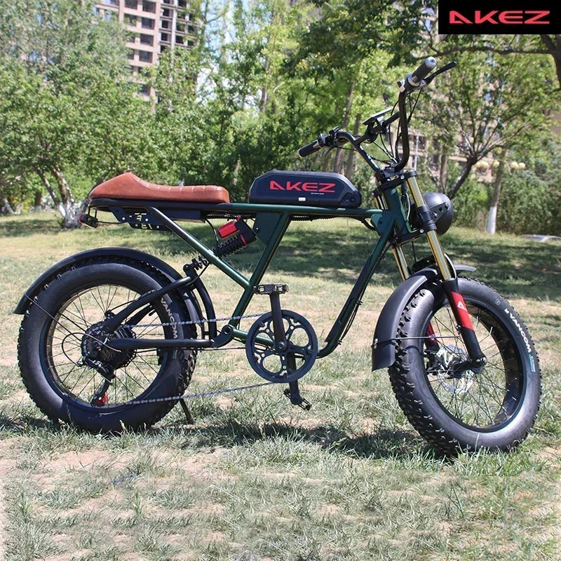 Smart and Powerful AKEZ 1500W 26AH 48V Lithium Full Suspension Folding Mountain Electric Bike