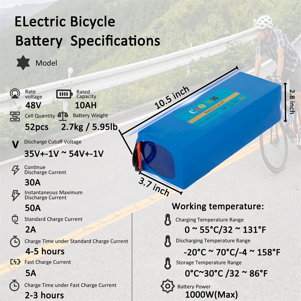 48V 10Ah Ebike Battery Pack