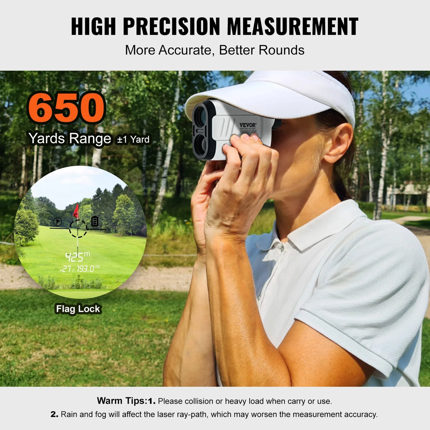 VEVOR 6X 650-1300 Yards Golf Rangefinder Laser Golfing Hunting Range Finder