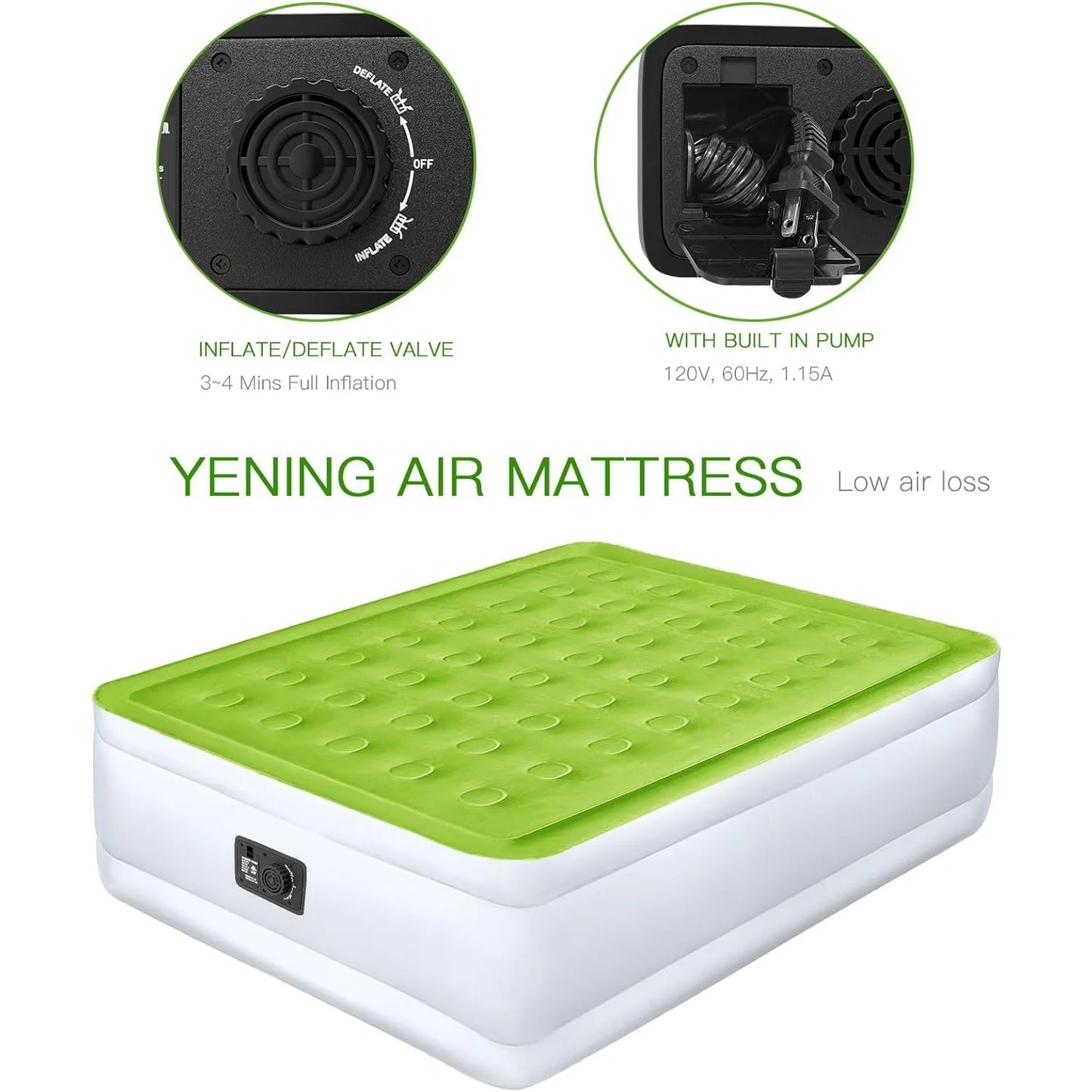 YENING Twin Size Air Mattress with Built in Pump Raised 18 Inch