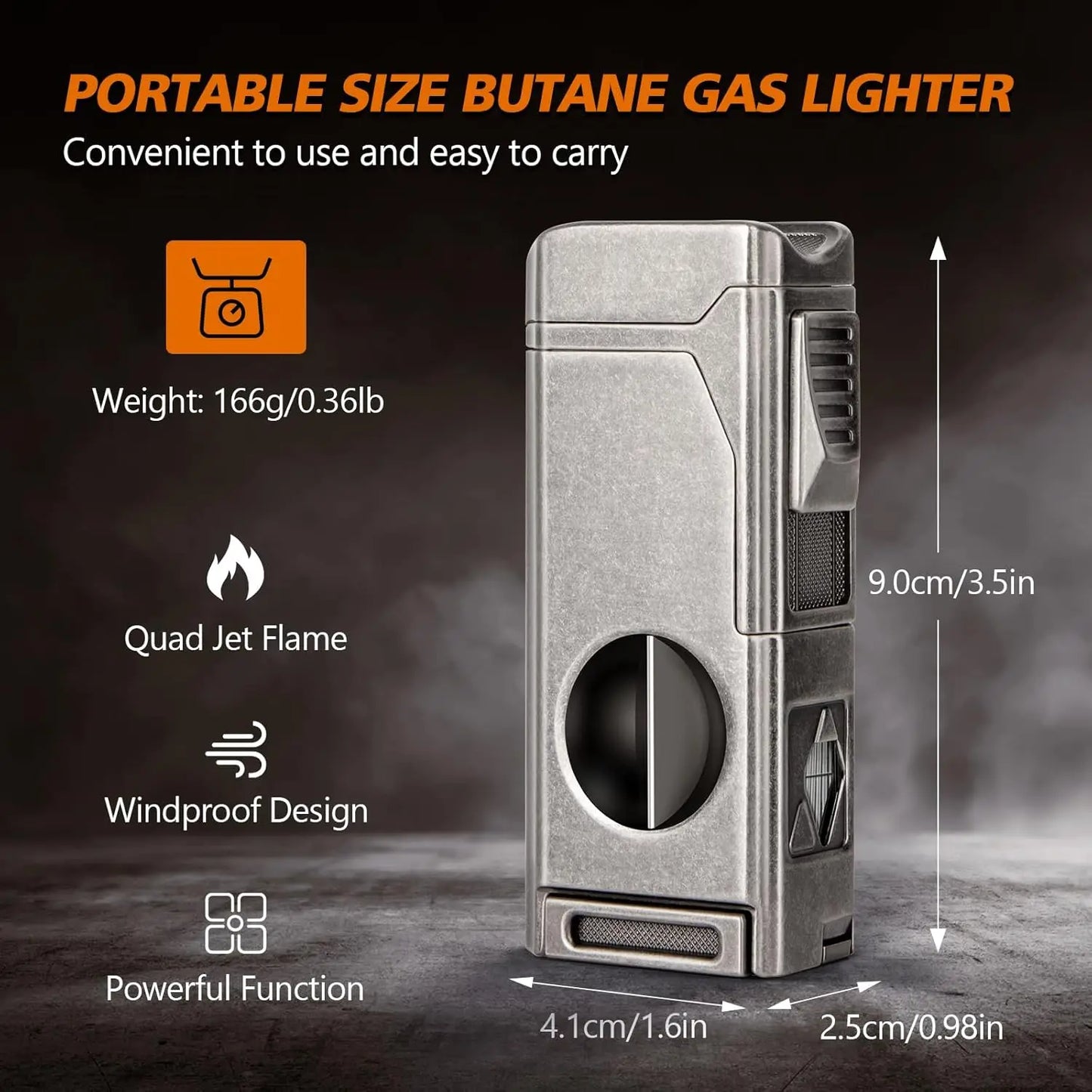 Scotte Cigar Lighter 4 Jet Flame,Refillable Butane Lighter