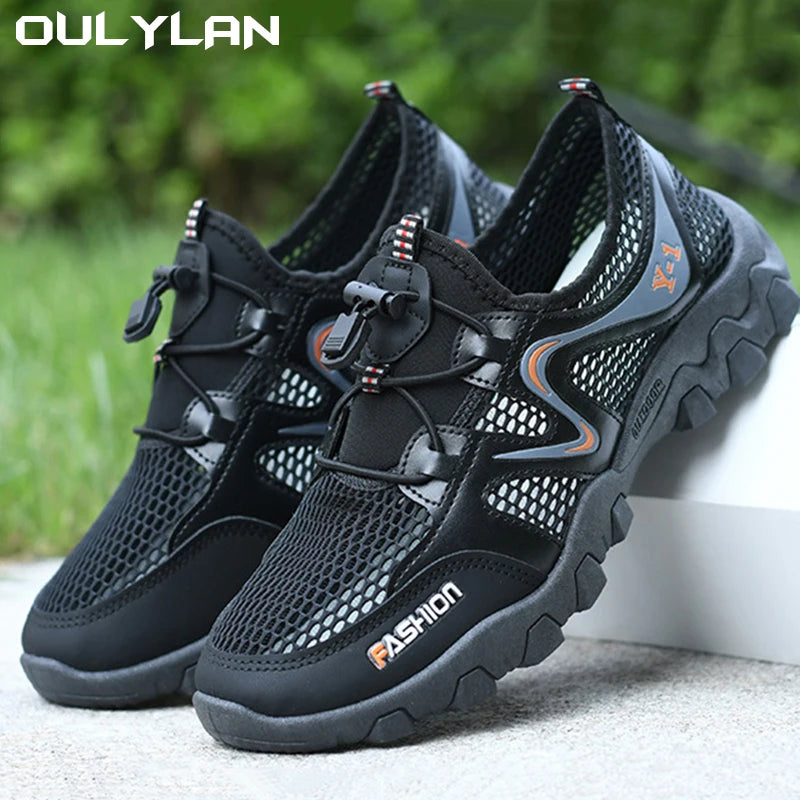 Oulylan Climbing Shoes Walking Mesh Breathable Men's Casual Outdoor Non-Slip Durable Hiking Shoes Wading Sports Shoes Male