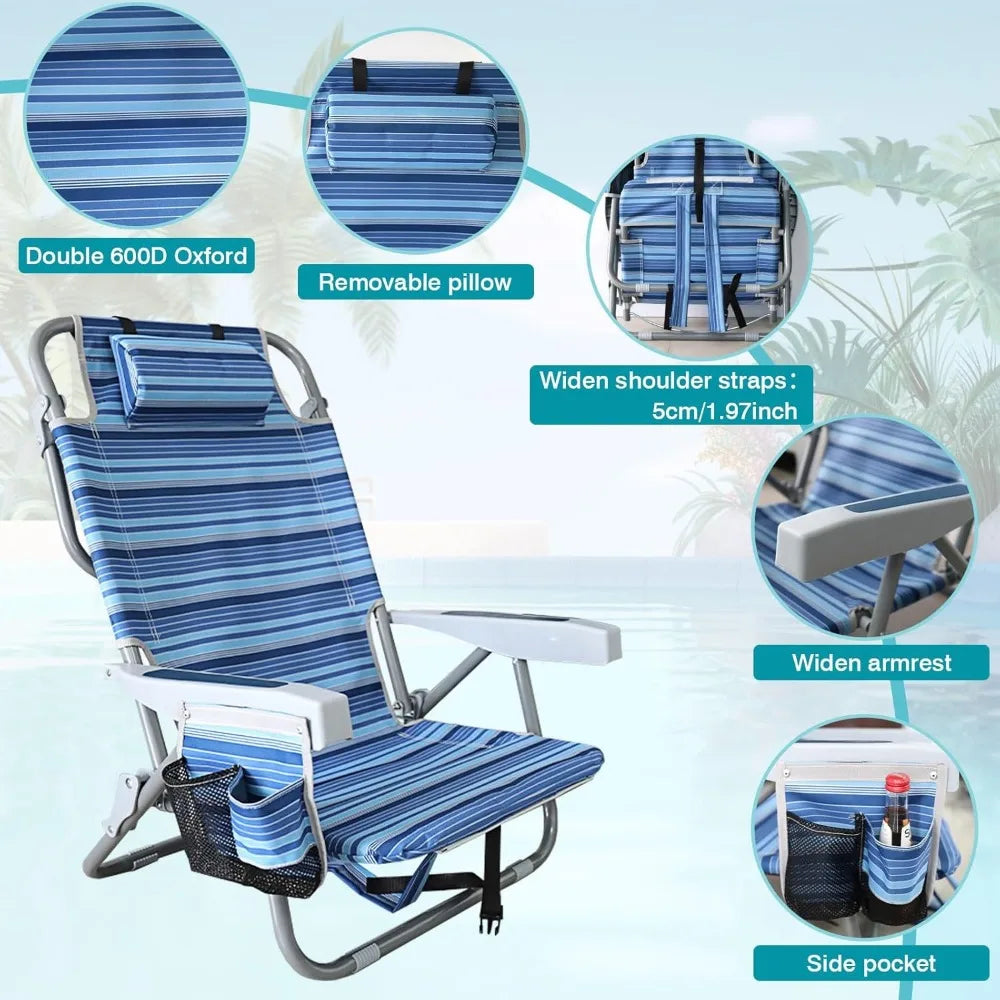 Backpack Folding Beach Chairs Set of 2