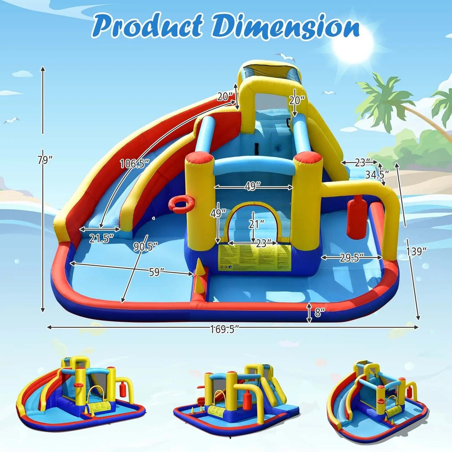 Costway 7-in-1 Inflatable Water Slide Water