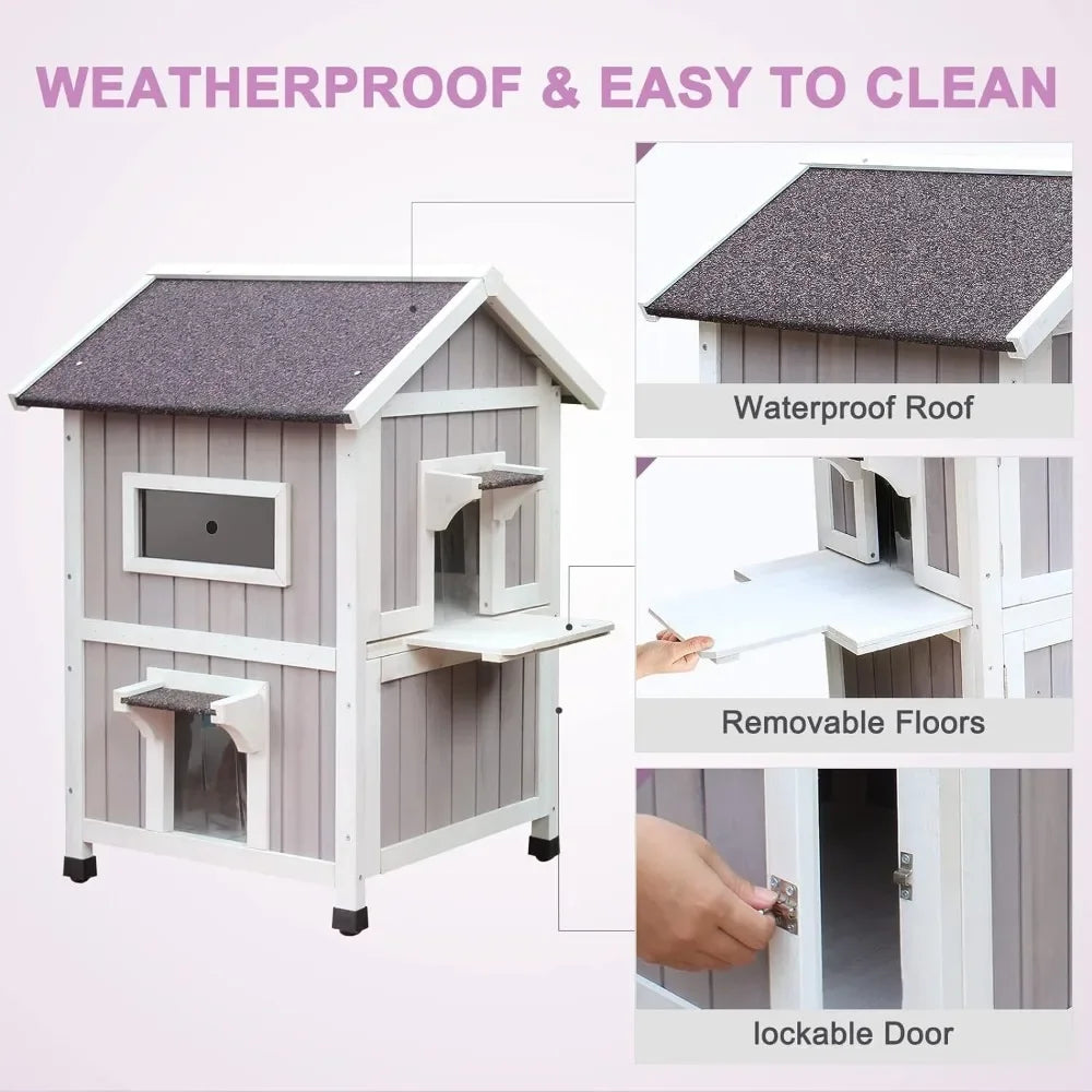 Bed for Cats Weatherproof Outdoor Cat House