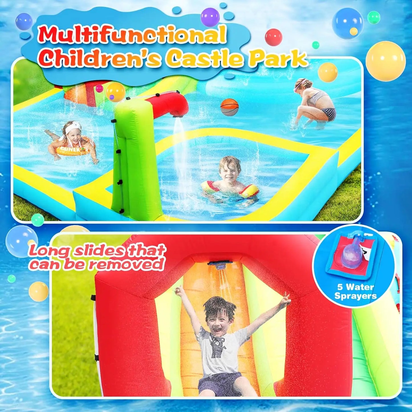 Inflatable Water Slide Park with Splash Pool