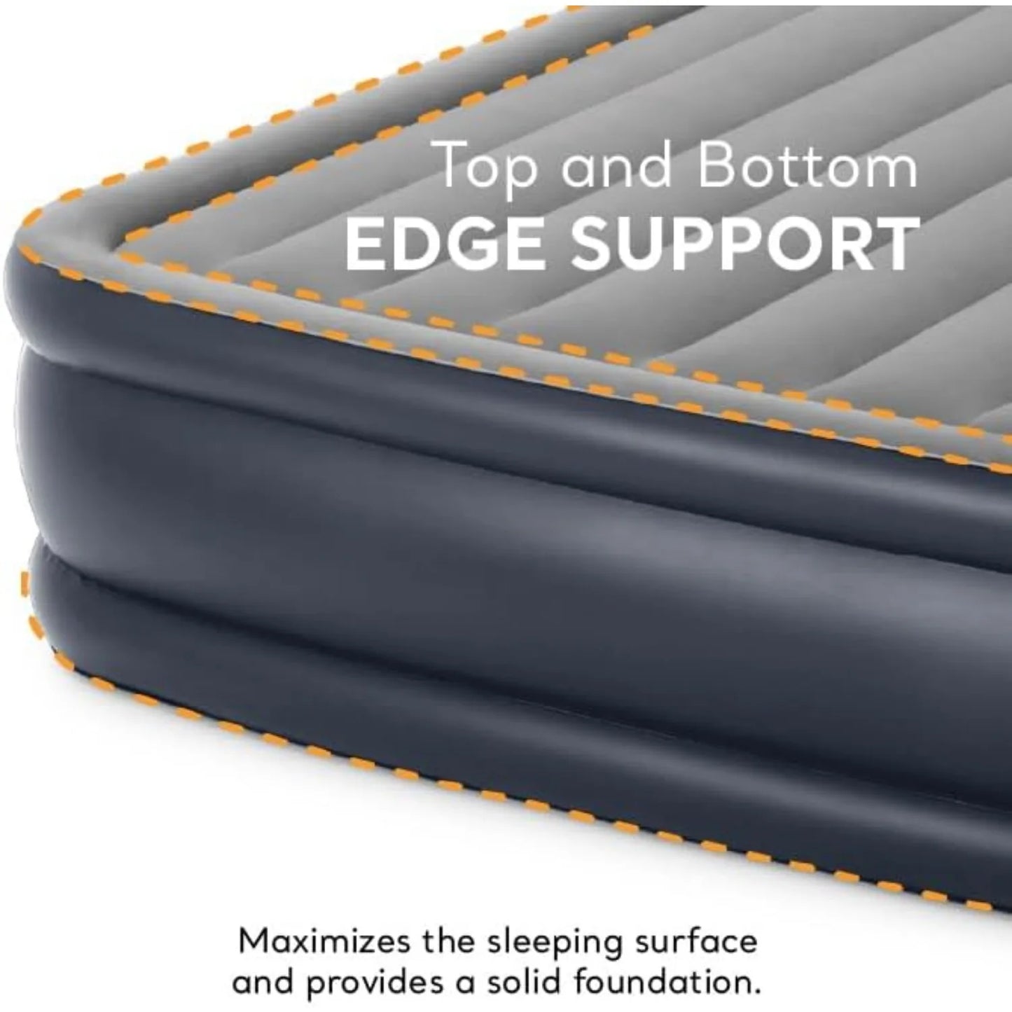 64135ED Dura-Beam Plus Deluxe Pillow Rest Air Mattress: Fiber-Tech– Queen Size – Built-in Electric Pump– 16.5in Bed Height