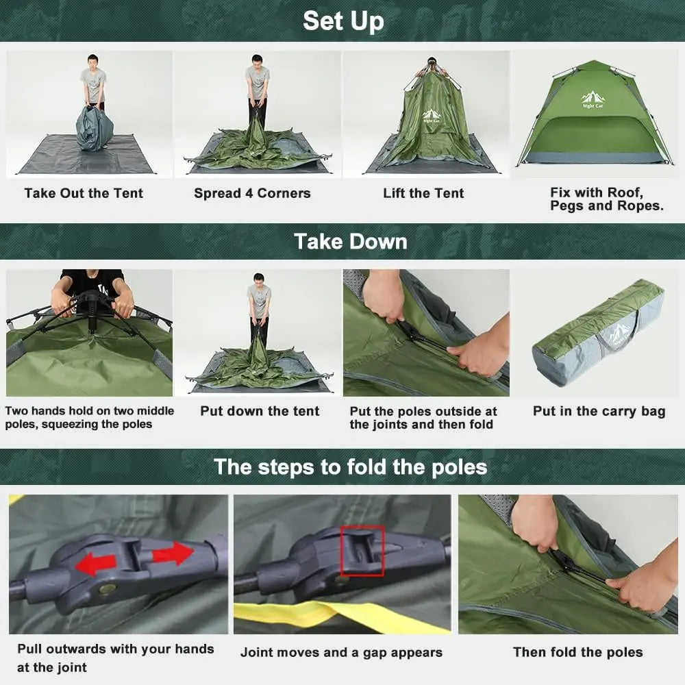 Instant Popup Tents 2-3 Persons with Footprint Tarp Easy Setup