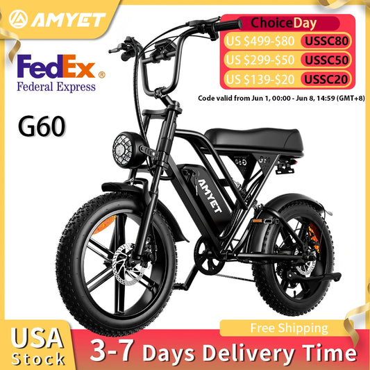 AMYET V9-G60 Adults Electric Bike 1000W Motor Bicycle