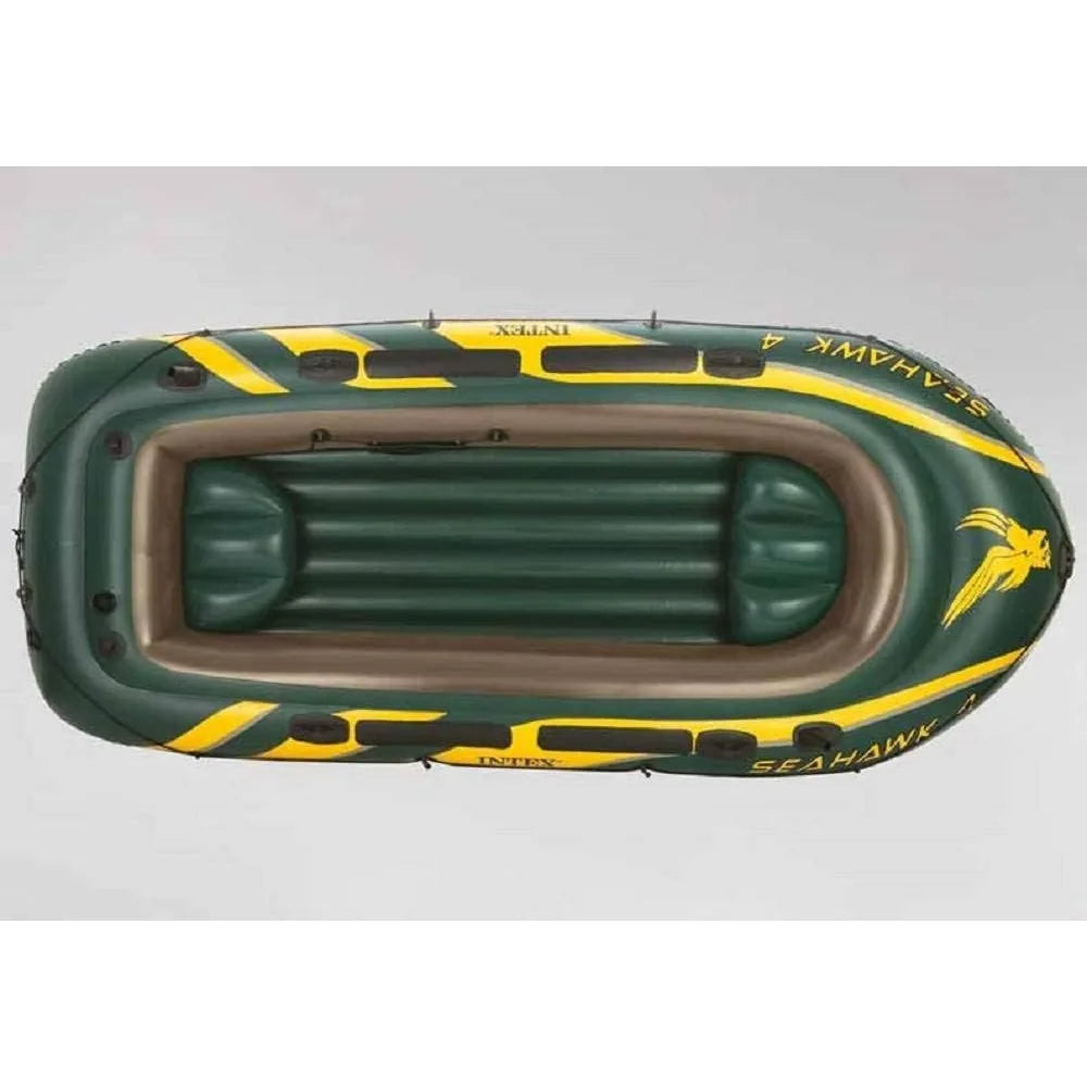 Seahawk Inflatable Boat Series: Includes Deluxe Aluminum Oars and High-Output Pump – SuperStrong PVC – Fishing Rod Holders