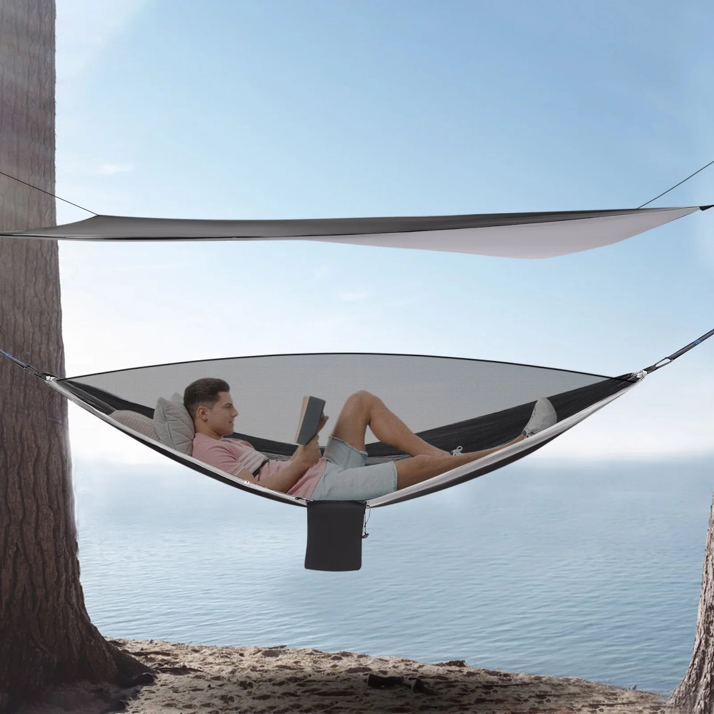 Camping Hammock, Hammocks with Mosquito Net Tent and Rain Fly Tarp