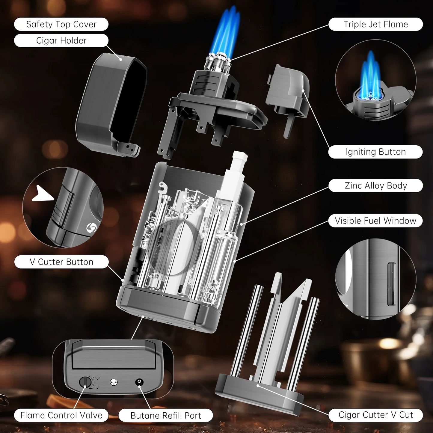 Cigar Lighter,Multi-Function Torch Lighter