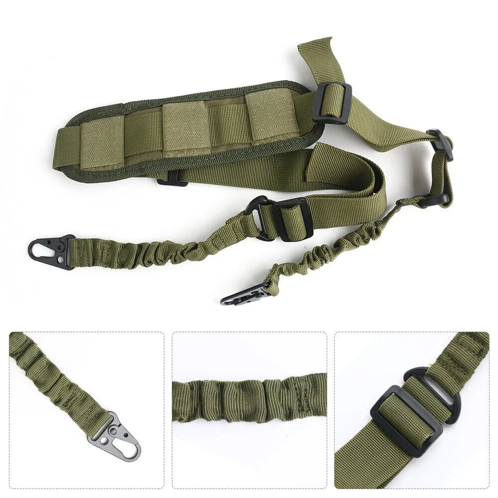 Tactical 2 Point Sling Strap Bungee Gun Sling with QD Buckle/ Shoulder Pad