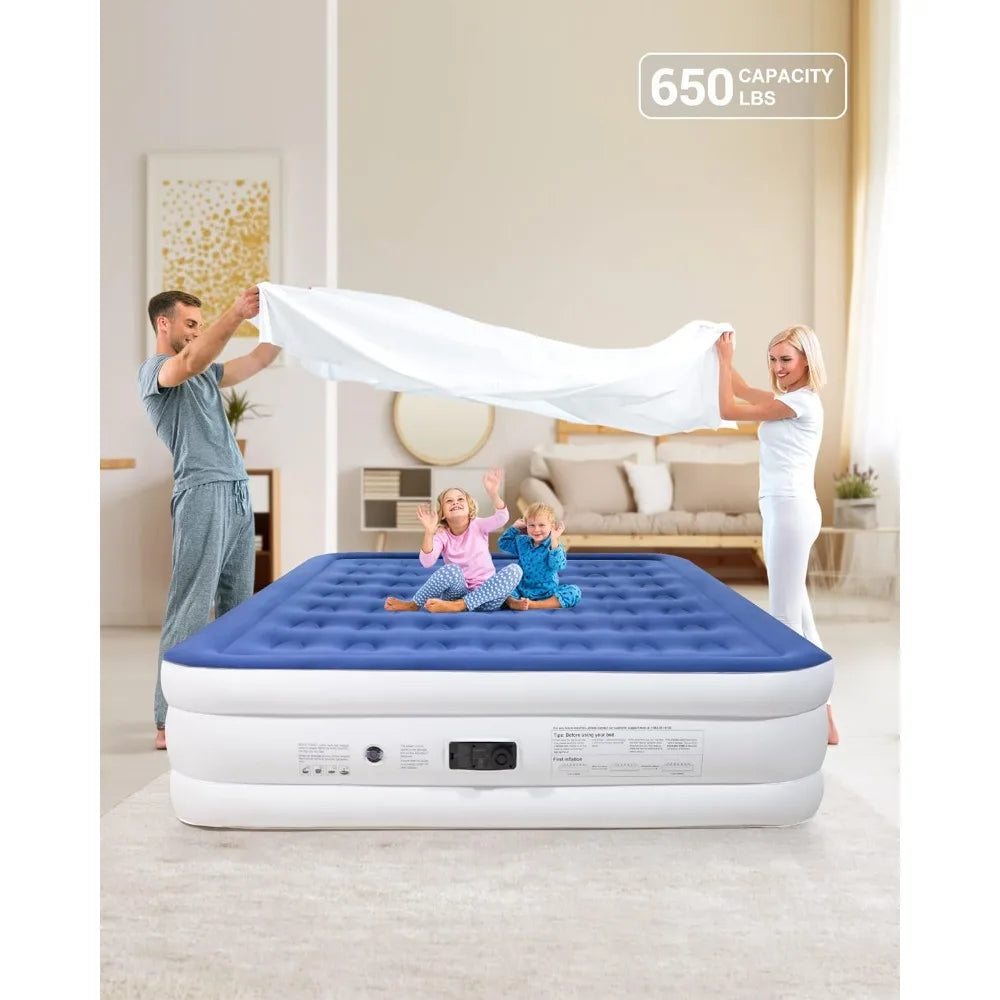 Air Mattress with Built in Pump, 18 Inch Quick Inflation/Deflation Inflatable Bed