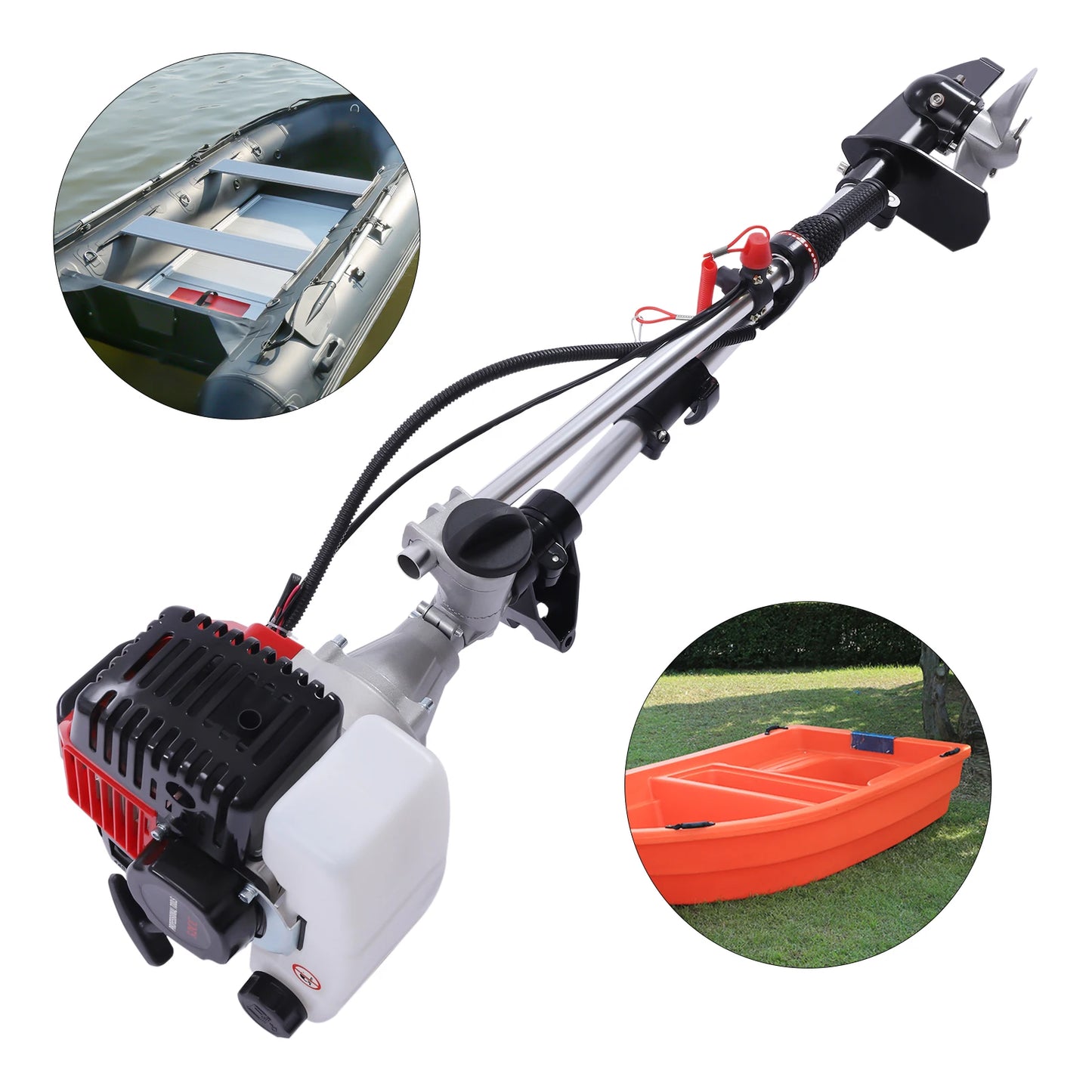 Outboard Boat Engine Motor 2-Stroke 2.3HP 1.7KW Marine Boat Motor 52CC and Manual Pull Start