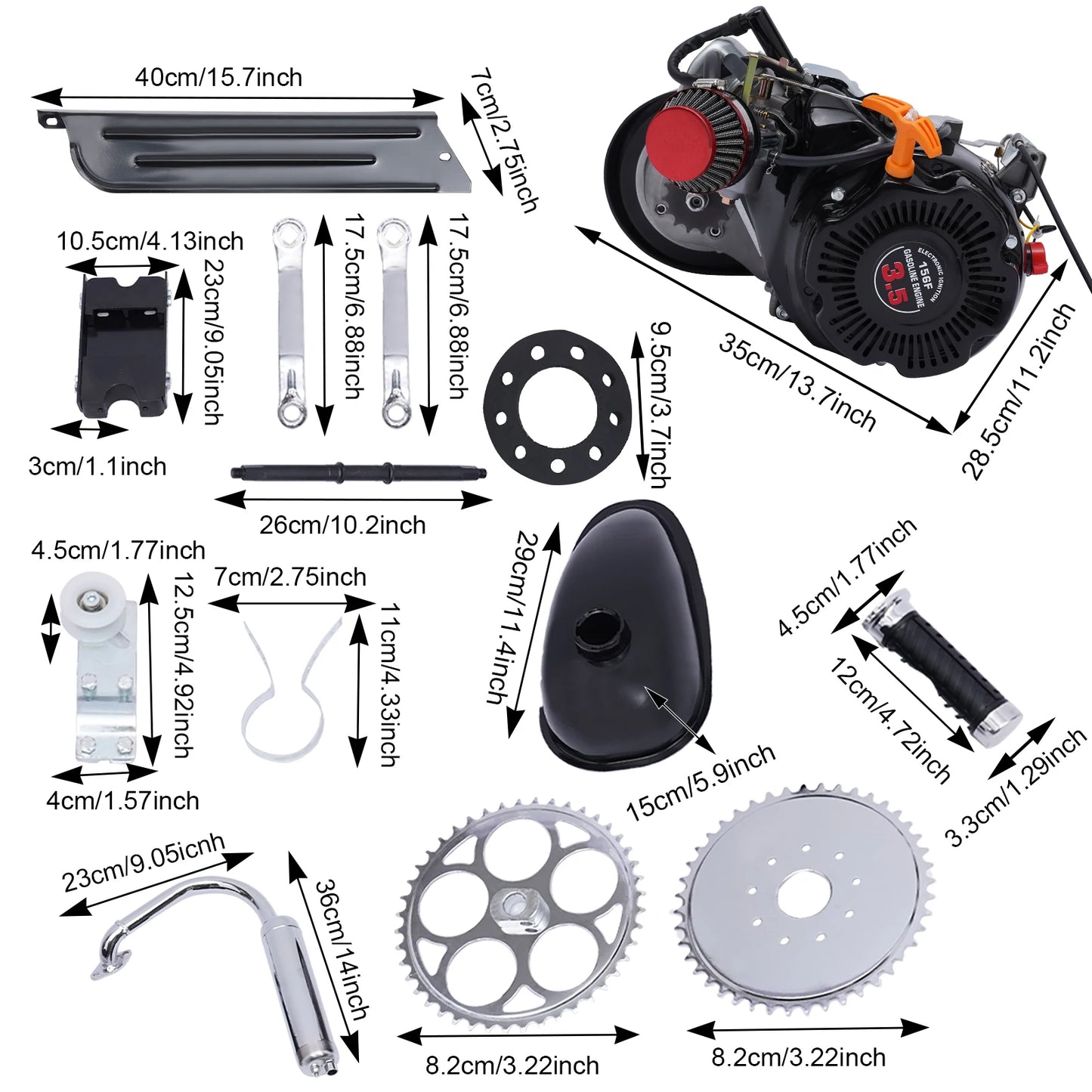 100CC Motorized Bicycle Kit Bike Engine Kit Single Cylinder 4-Stroke Gas Petrol Motorized Bike