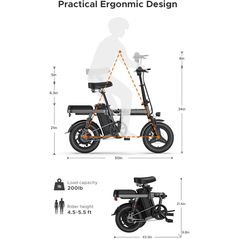 600W(Peak) Folding Electric Bike for Adults