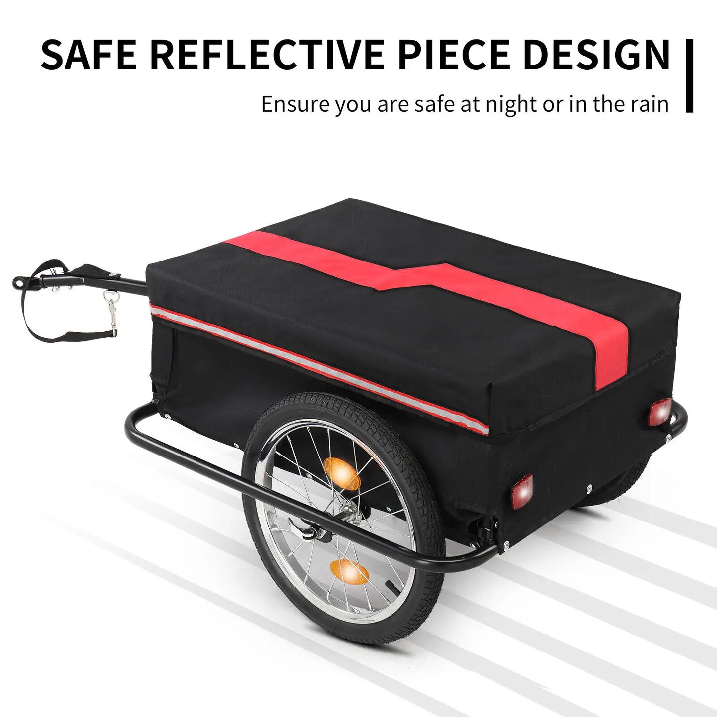 US Bike Cargo Trailer, Foldable Bicycle Trailer, Two Wheel Bike Luggage Wagon w/ Removable Cover wagon cart Cart 180 lbs