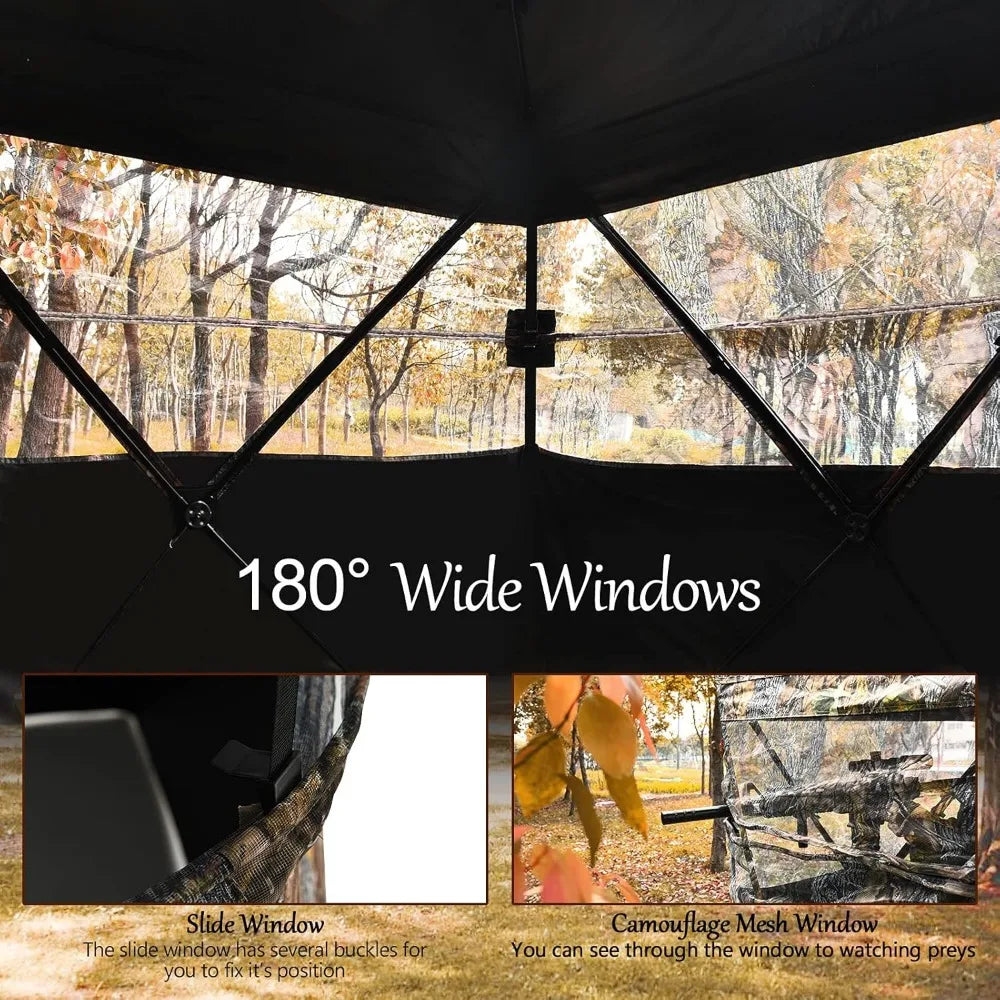 3 Person Pop up Ground Blind, Portable Hunting Blind with Mesh Windows