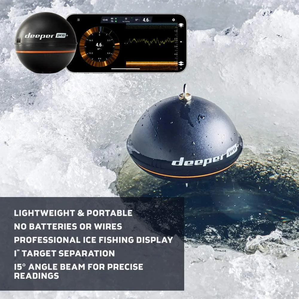 PRO+ Smart Sonar Castable and Portable WiFi Fish Finder with Gps for Kayaks and Boats on Shore Ice Fishing Fish Finder