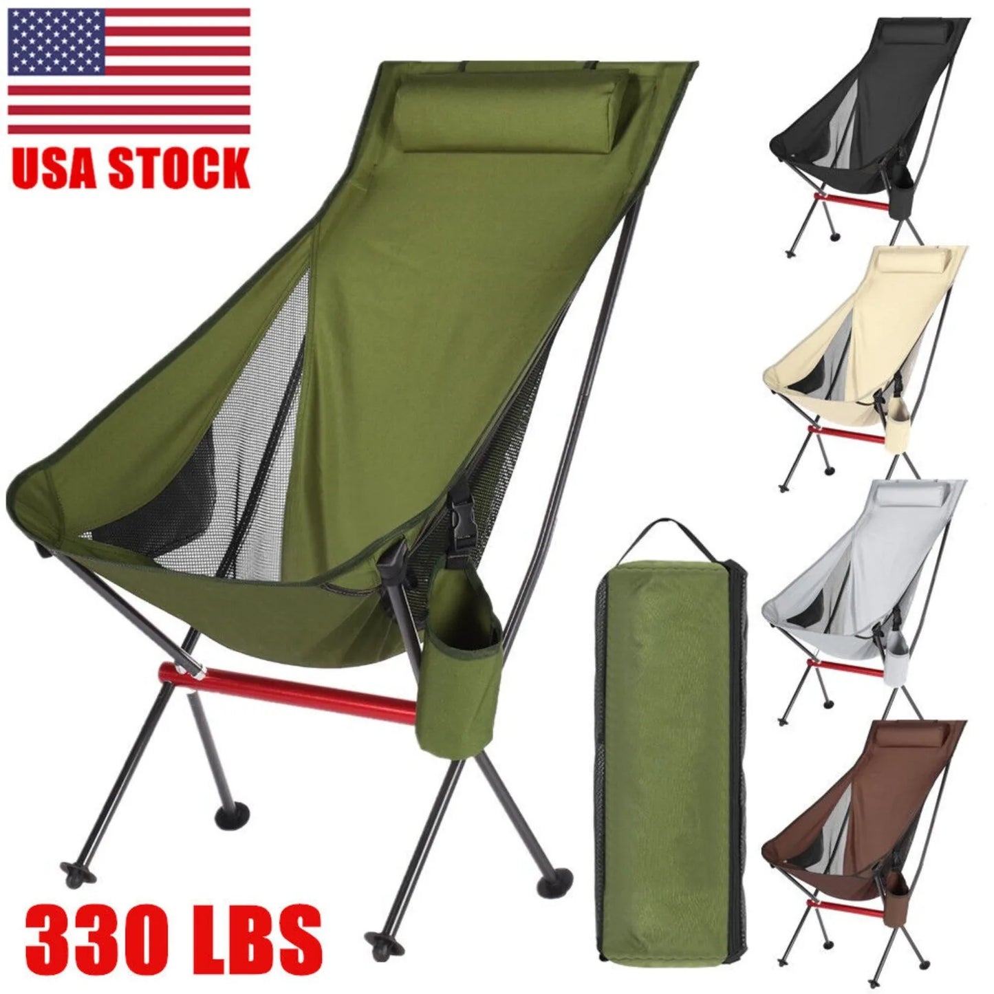 US Ultralight High Back Folding Camping Chair