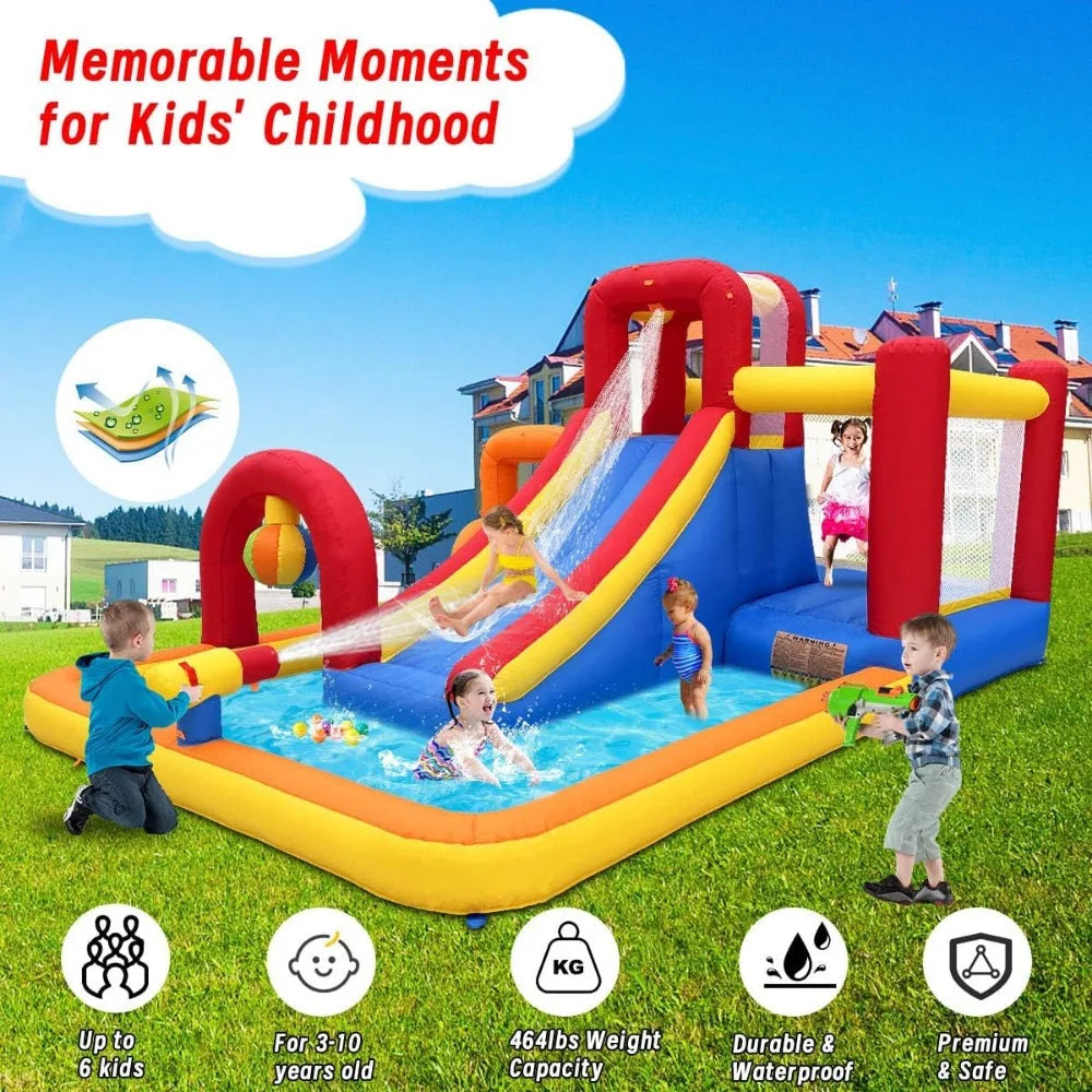 Inflatable Water Slide, 10 in 1 Water Park