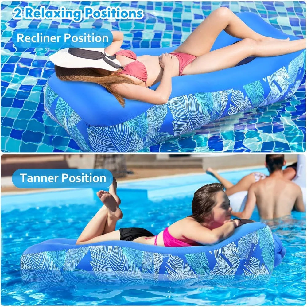 Inflatable Lounger Air Sofa with Unique Sun-shade Design, Inflatable Beach Bed with Pillow