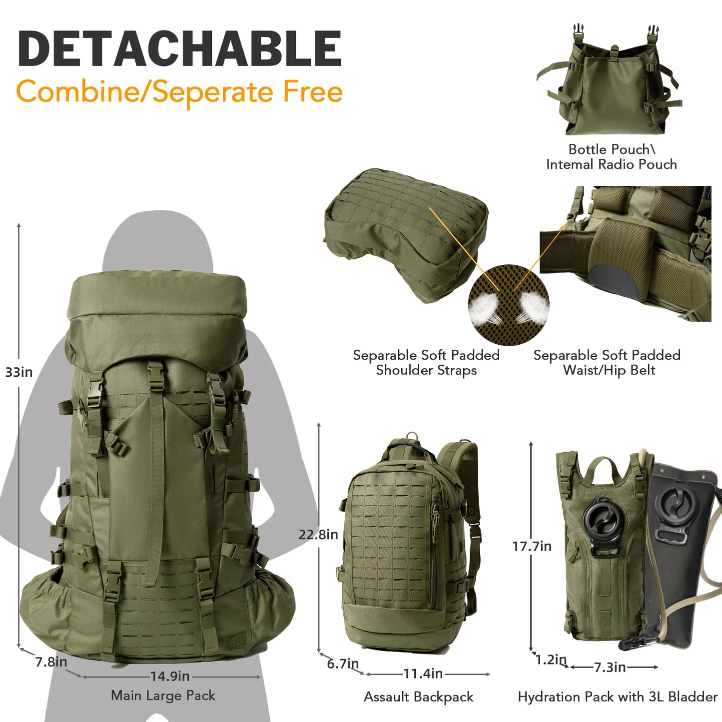 100L Large Capacity Army Backpack