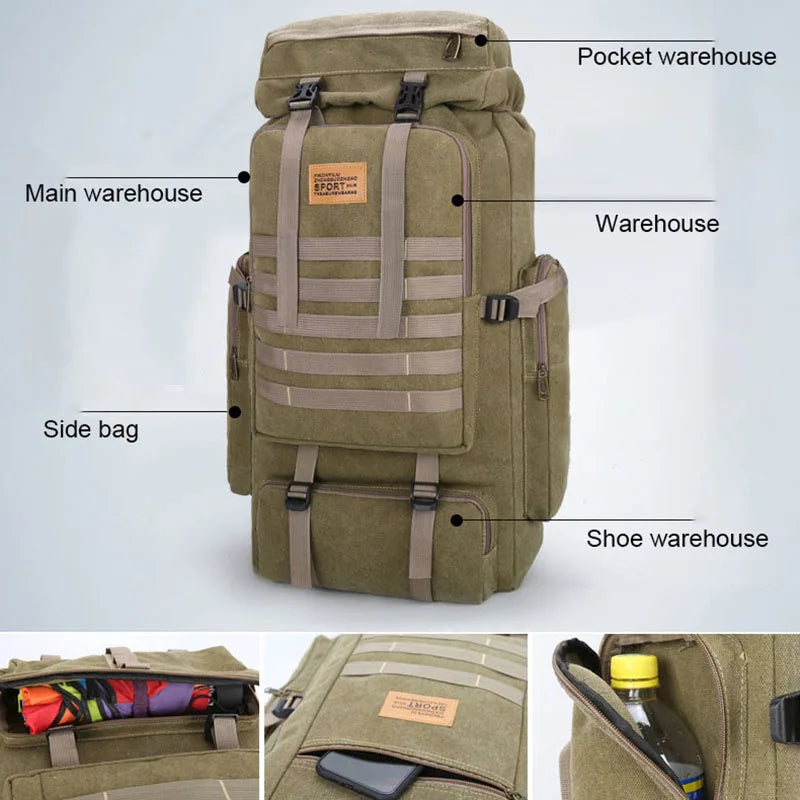 80L 600D Nylon Waterproof Trekking Hunting Bags