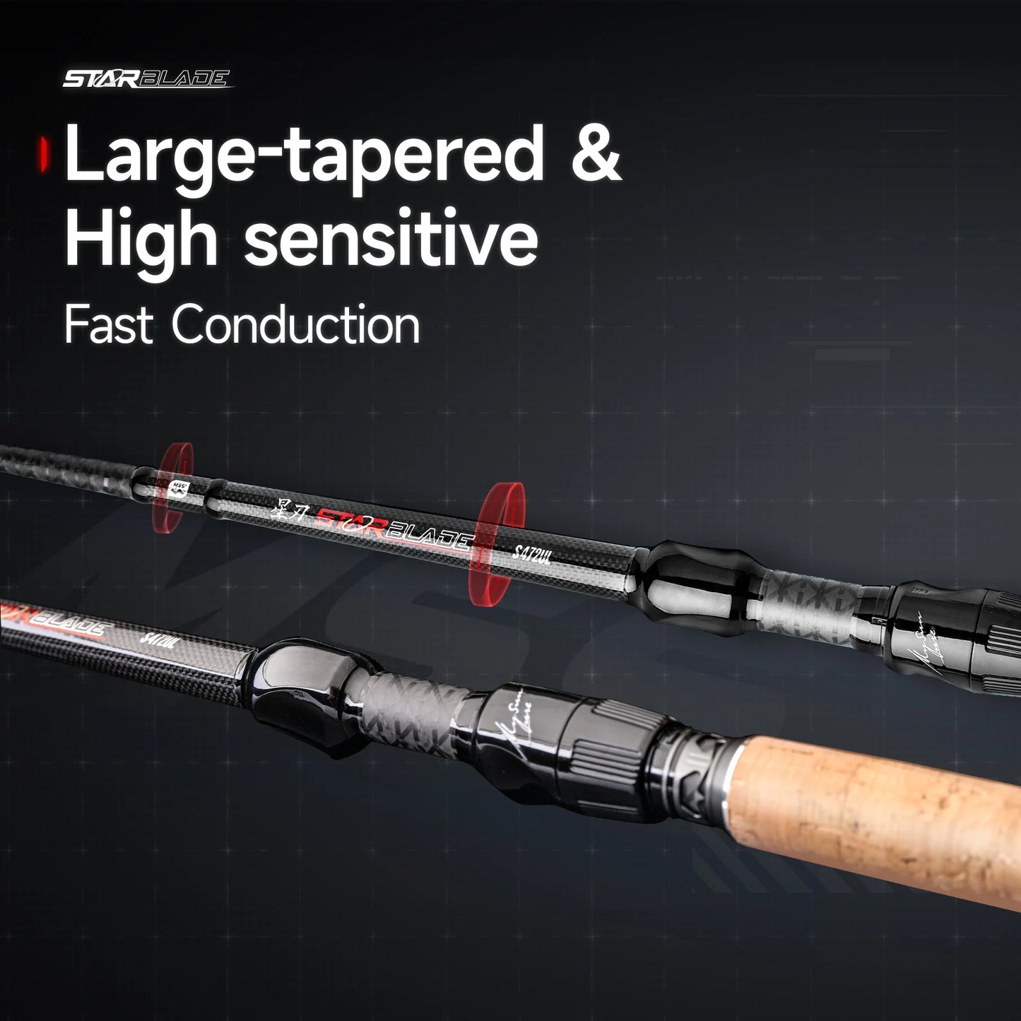 HANDING Star Blade Ultralight Fishing Rod, Fuji A Ring Guides, Toray 40 Ton+30 Ton, 3A Cork Handle, 1/2-Piece BFS Fishing Rods